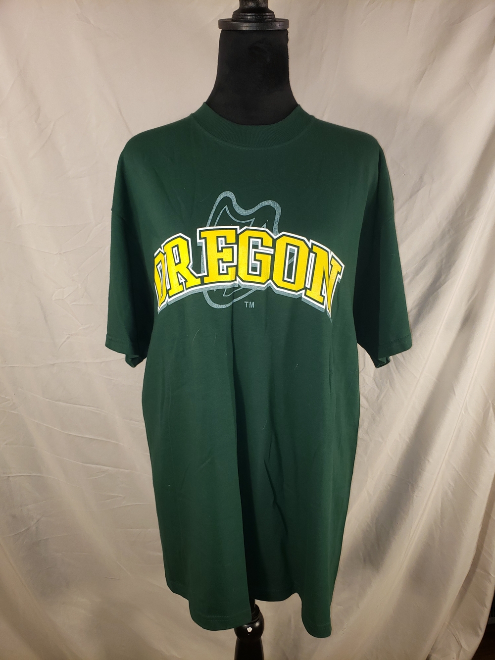 Men's Jerzees Dark Green Oregon Tee with Yellow and White Logo - L